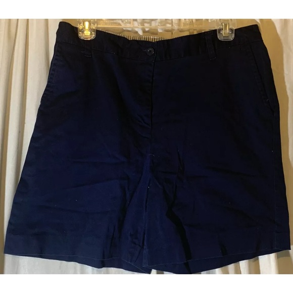 Kim Rogers Navy Blue Shorts Womens 10 Belt Loops Chino Elastic Waist Pockets - Picture 1 of 7
